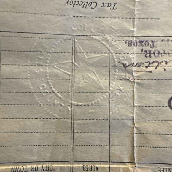 Texas Fall County Property Tax Bill STAMPED STAR 1895 Waco Austin Paper RARE HTF - Picture 7 of 7